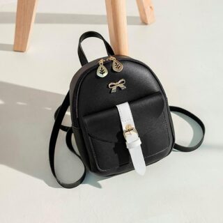 Mini leather backpack with gold jewels - Black - Handbag Backpack