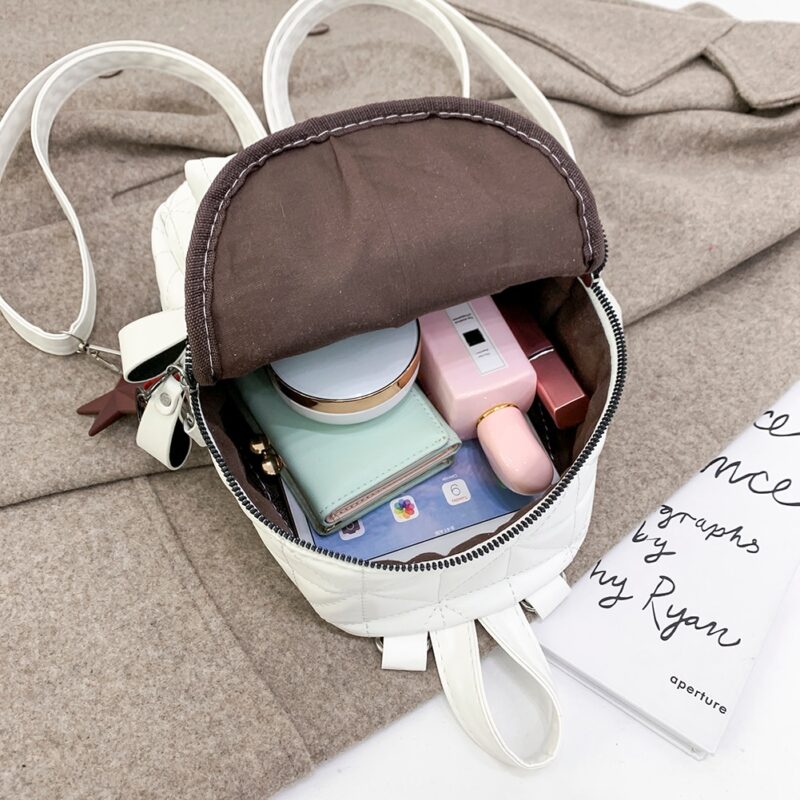 Mini Backpack In Plain Imitation Leather With Shoulder Strap - Image 6