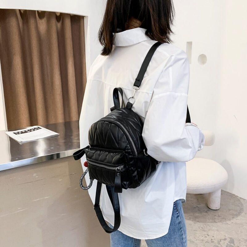 Mini Backpack In Plain Imitation Leather With Shoulder Strap