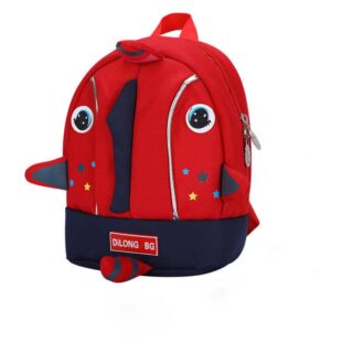 Red monster backpack for kids with white background