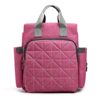 Nylon Baby Diaper Bag - Dark Pink - Diaper Handbag