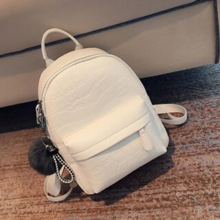 Small leatherette backpack - White, S - Backpack Girl backpack