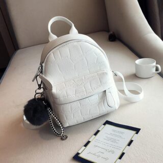Small leatherette backpack - White, M - Backpack Girl's backpack