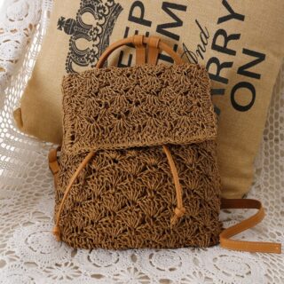 Straw backpack for women