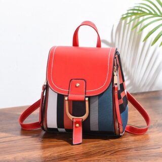 Vintage multicoloured backpack - Red - Backpack Handbag