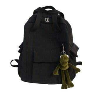 Women's backpack with mini frog plush