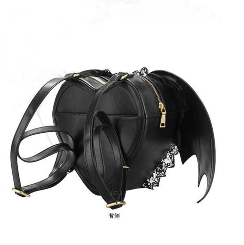 Women'S Black Backpack With Bat Wings