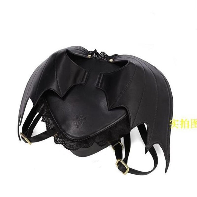 Women'S Black Backpack With Bat Wings