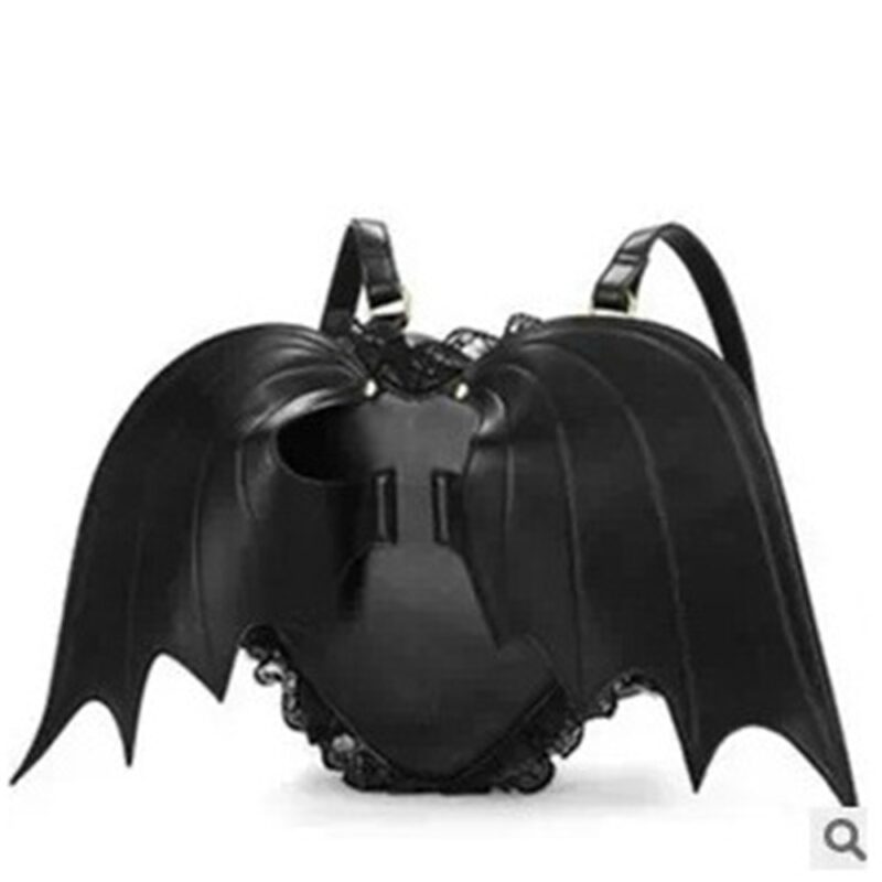 Women'S Black Backpack With Bat Wings