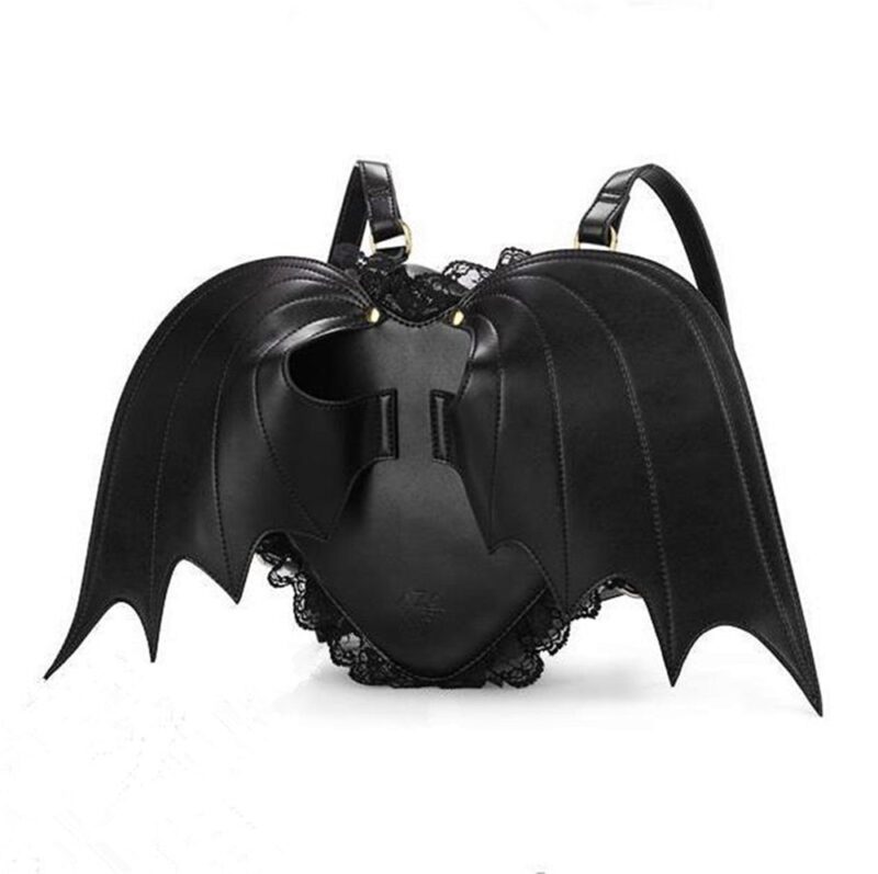 Women'S Black Backpack With Bat Wings