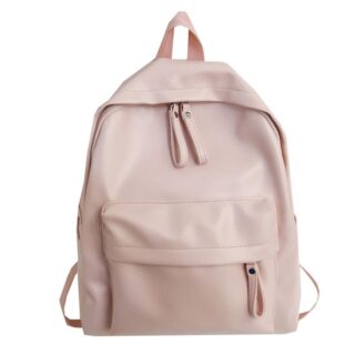 Women's preppy leather backpack - Pink - Tong Nian Backpack