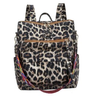 Women's retro leopard print backpack