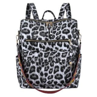 Women's retro leopard print backpack