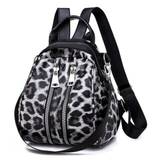 Women's small backpack with leopard print