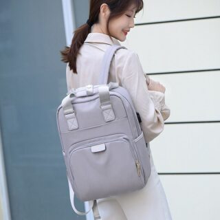 Women's Urban Style Backpack - Grey, M - Laptop Backpack