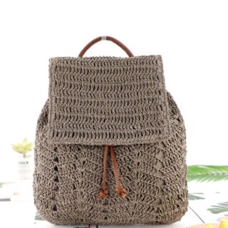 Women's woven straw backpack for summer