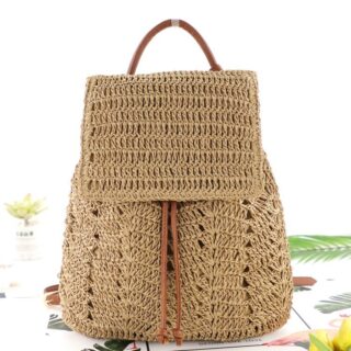 Women's woven straw backpack for summer