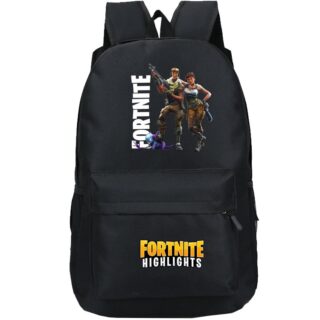 Sac à dos Fortnite Highlights noir avec un fond blanc