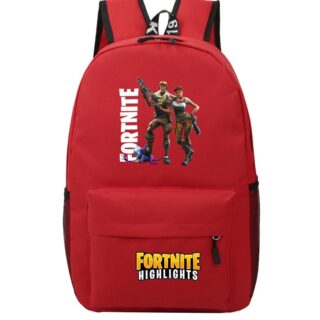 Sac à dos Fortnite Highlights rouge avec un fond blanc