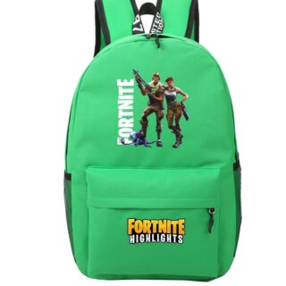 Sac à dos Fortnite Highlights vert avec un fond blanc