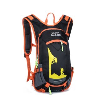 Sac à dos étanche de 18l pour le ski et les sports d'hiver noir, orange et jaune