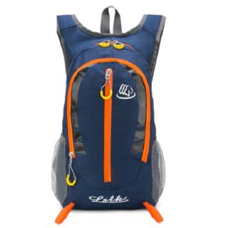 Sac à dos de ski étanche et respirant de 20L bleue et gris avec une fermeture orange