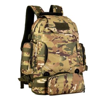 Sac à dos militaire multifonction 3 en 1 avec capacité de 40l beige et vert avec un fond blanc