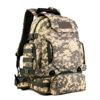 Sac à dos militaire multifonction 3 en 1 avec capacité de 40l beige et gris avec un fond blanc