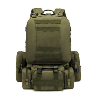 Sac à dos de 50l type militaire vert avec un fond blanc