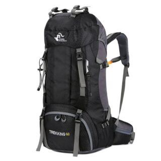 Sac à dos pour le ski de 60L noir avec un fond blanc