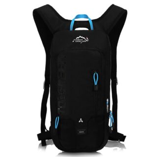 Sac à dos pour le ski 6L imperméable et respirant noir et bleu avec un fond blanc