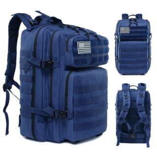 Sac à dos militaire de couleur bleu avec un fond blanc