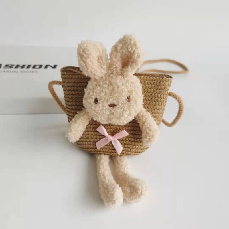 Colourful Straw Shoulder Bag With Rabbit - Image 2