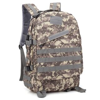 Sac à dos militaire de grande capacité 40L gris avec un fond blanc