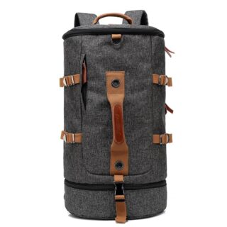 Sac à dos militaire de 50L pour homme gris et marron avec un fond blanc