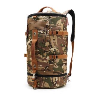 Sac à dos militaire de 50L pour homme marron et vert avec un fond blanc