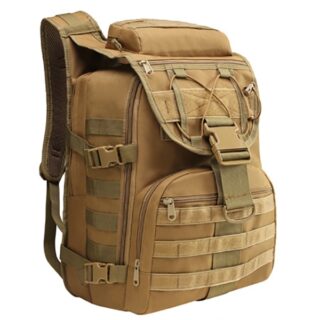 Sac à dos militaire Sports de plein air beige avec un fond blanc