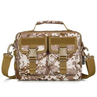 Sac à bandoulière militaire camouflage multicolore avec un fond blanc