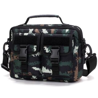 Sac à bandoulière militaire camouflage multicolore avec un fond blanc