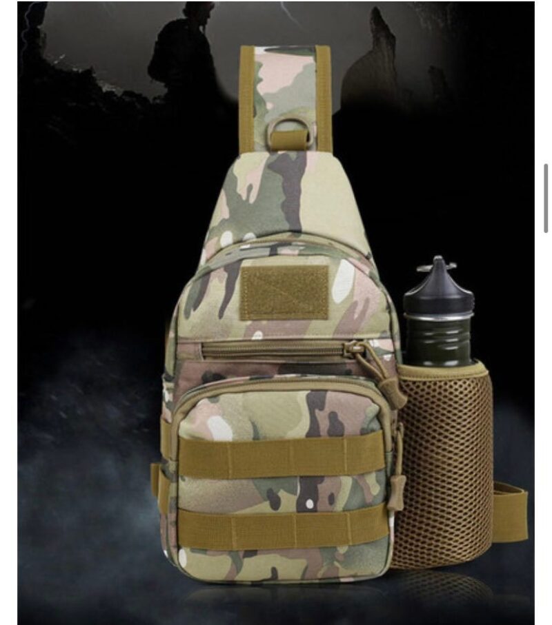One Shoulder Military Backpack With Water Bottle Holder - Image 4