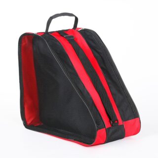 Sac pour chaussures de Ski ou snowboard noir et rouge avec un fond blanc