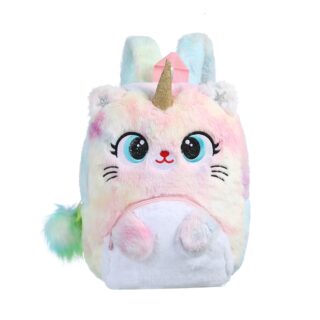 Sac à dos licorne doux pour enfants multicolore avec un fond blanc