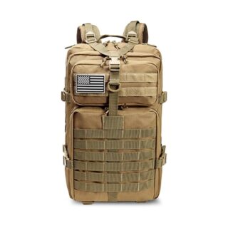 Grand sac à dos militaire spécial 50L beige avec un fond blanc