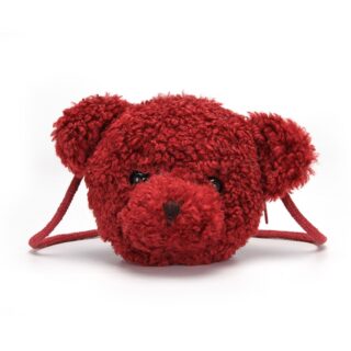 Sac à bandoulière en peluche ourson pour enfants rouge avec un fond blanc