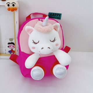 Sac à dos licorne en peluche pour enfants rose et blanc