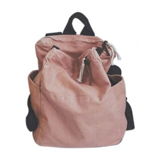 Pink and black canvas travel backpack