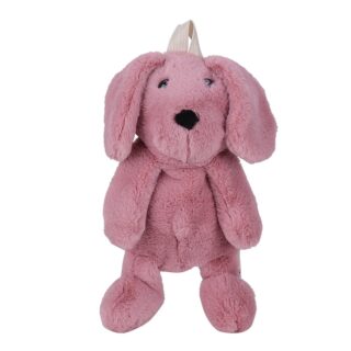 Small pink dog backpack with white background