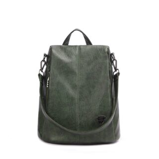 Women's high quality green genuine leather backpack