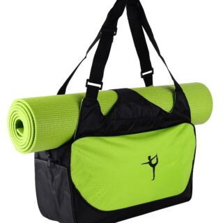 Multifunctional Yoga backpack green and black with white background