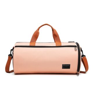 Men's and women's pink sports handbag with white background